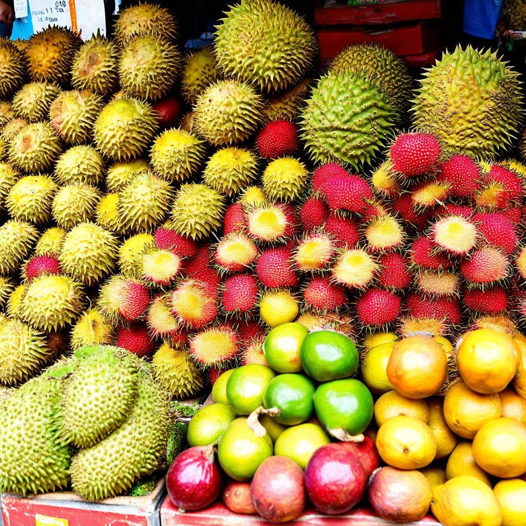 Gian hàng trái cây đặc sản tươi ngon tại chợ Long Khánh, Đồng Nai.